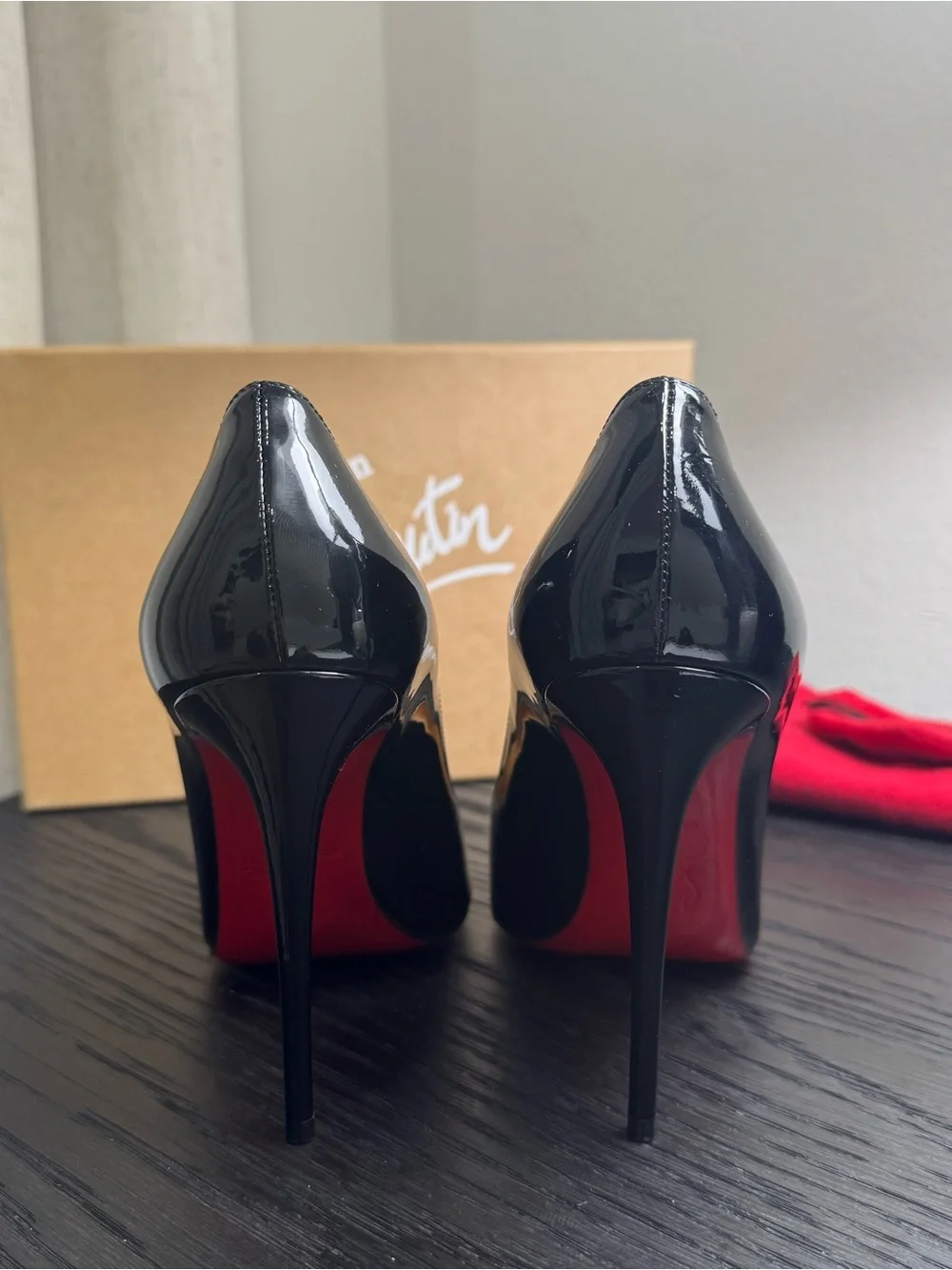 Christian Louboutin Black Patent Leather Pumps with Red Soles